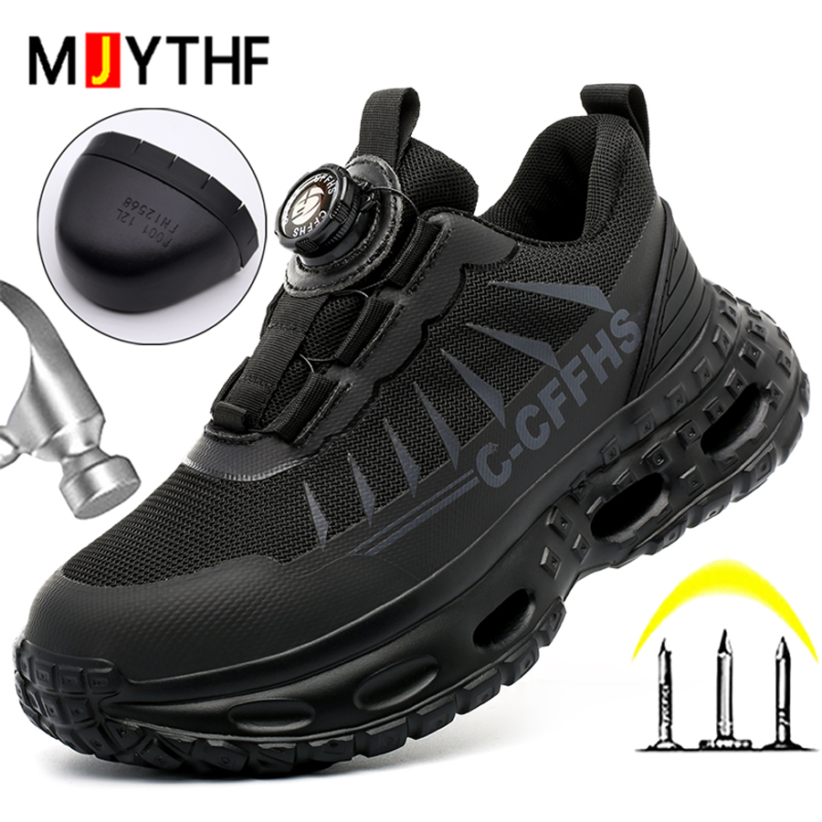 Women'S Shoes For Work - Rotating button Women Safety Shoes Anti-smash
