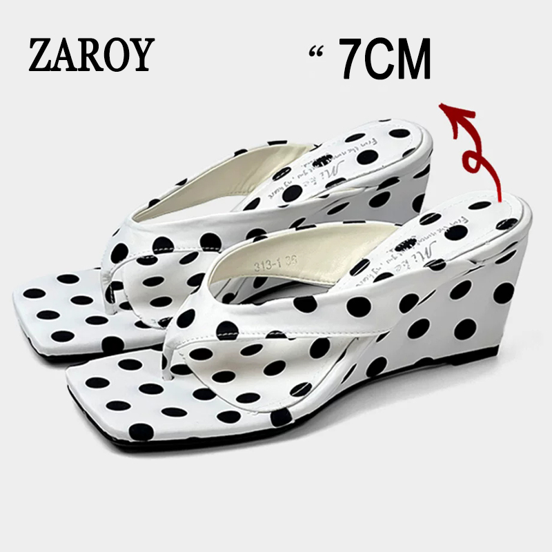 Patent Leather Pump - Polka Dot Clip Toe Slippers Women