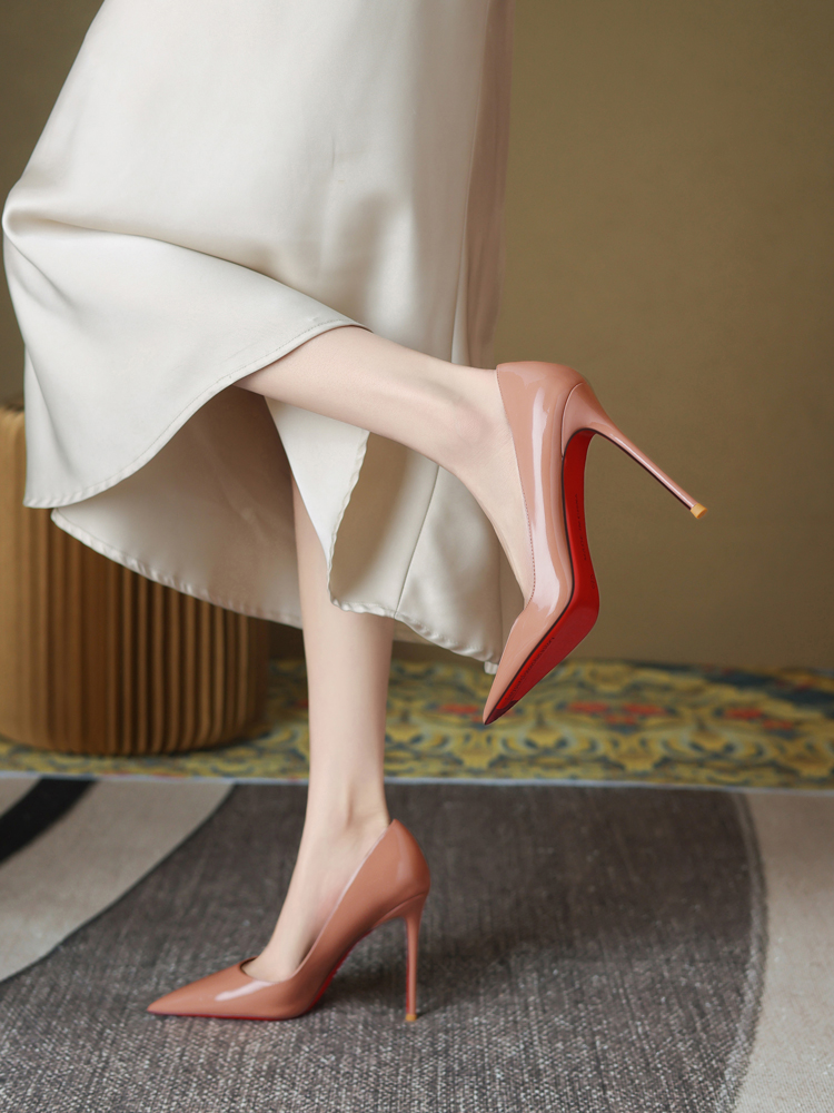 Patent Leather Pump - New nude pointed high-heeled shoes for