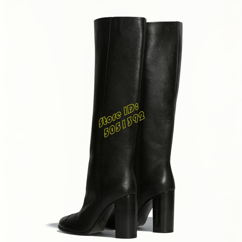 Black Matte Leather Knee High  - Women'S Shoes For Work recension och pris