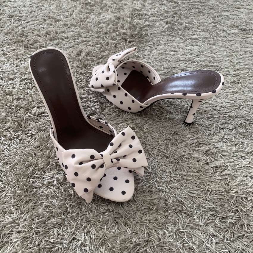Polka Dot Bowknot Women Mules  - Peep Toe Heels recension och pris