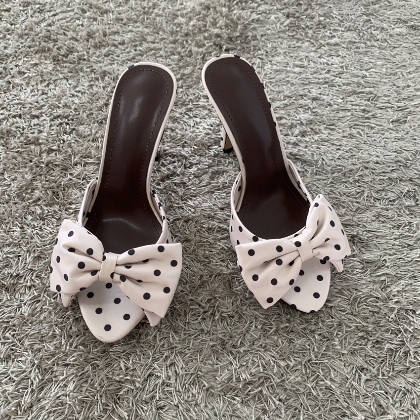 Polka Dot Bowknot Women Mules  - Peep Toe Heels recension och pris