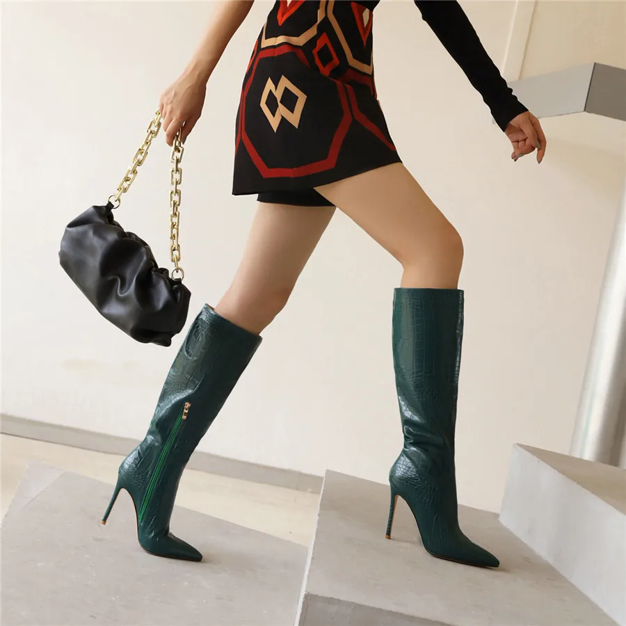 Shiny Silver Gold Women Knee H - Zip Up Boots Short recension och pris