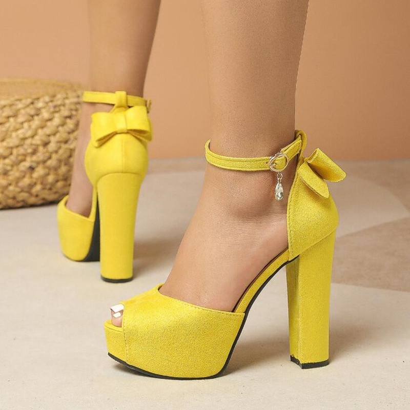 2026 Yellow Suede Fashion Peep - Women'S Shoes Yellow recension och pris