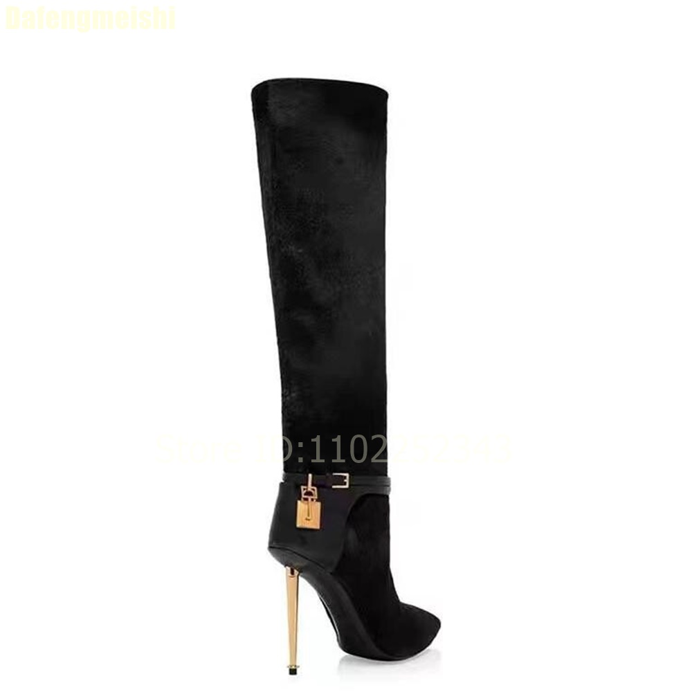 Solid Color Pointed Toe Knee-H - Zip Up Boots Short recension och pris