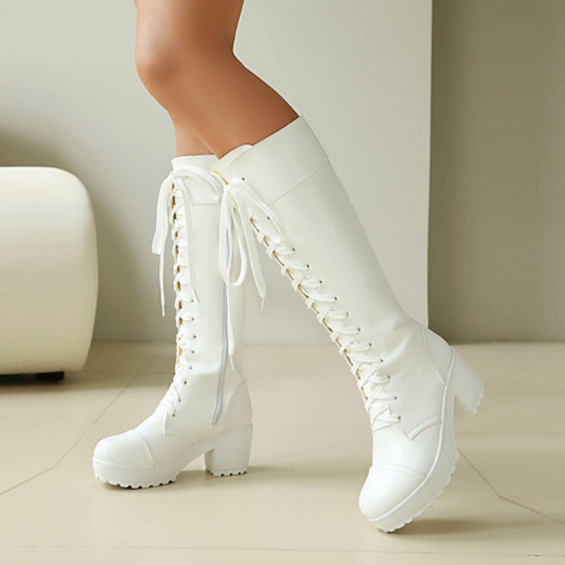 Womens Knee High Lace Up Comba - Zip Up Boots Short recension och pris
